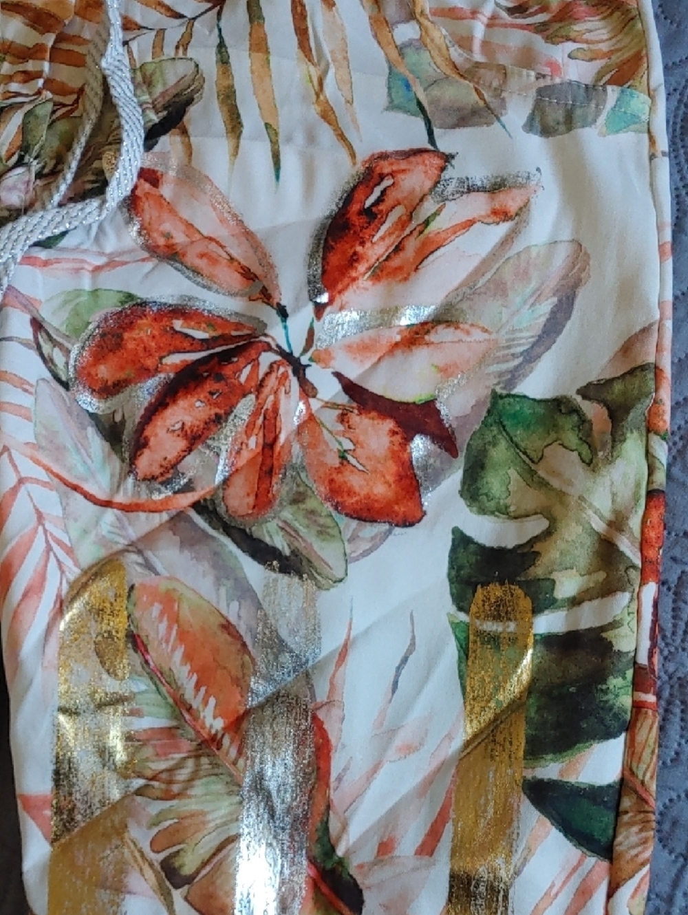Etern Elle  Floral Print Pants - Orange, Green, White And Gold Sz SM - Picture 4 of 11